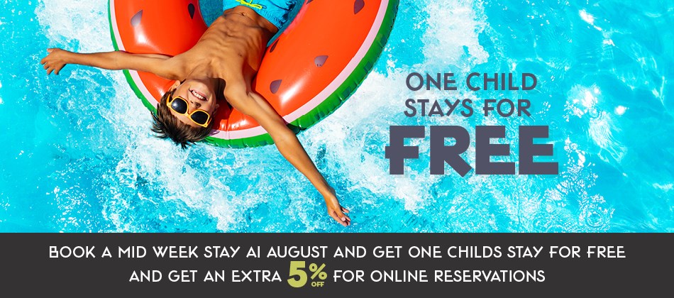 Perfect summer deal for families  - Book a vacation and 1 child stays for free